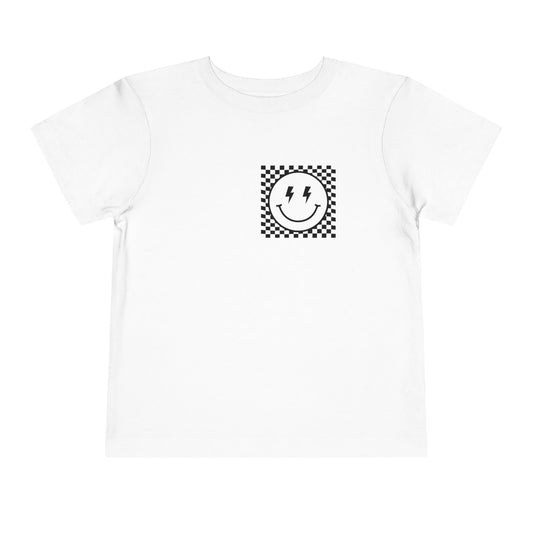 "Powered by Snacks & Monster Trucks" Checkerboard Smile Shirt