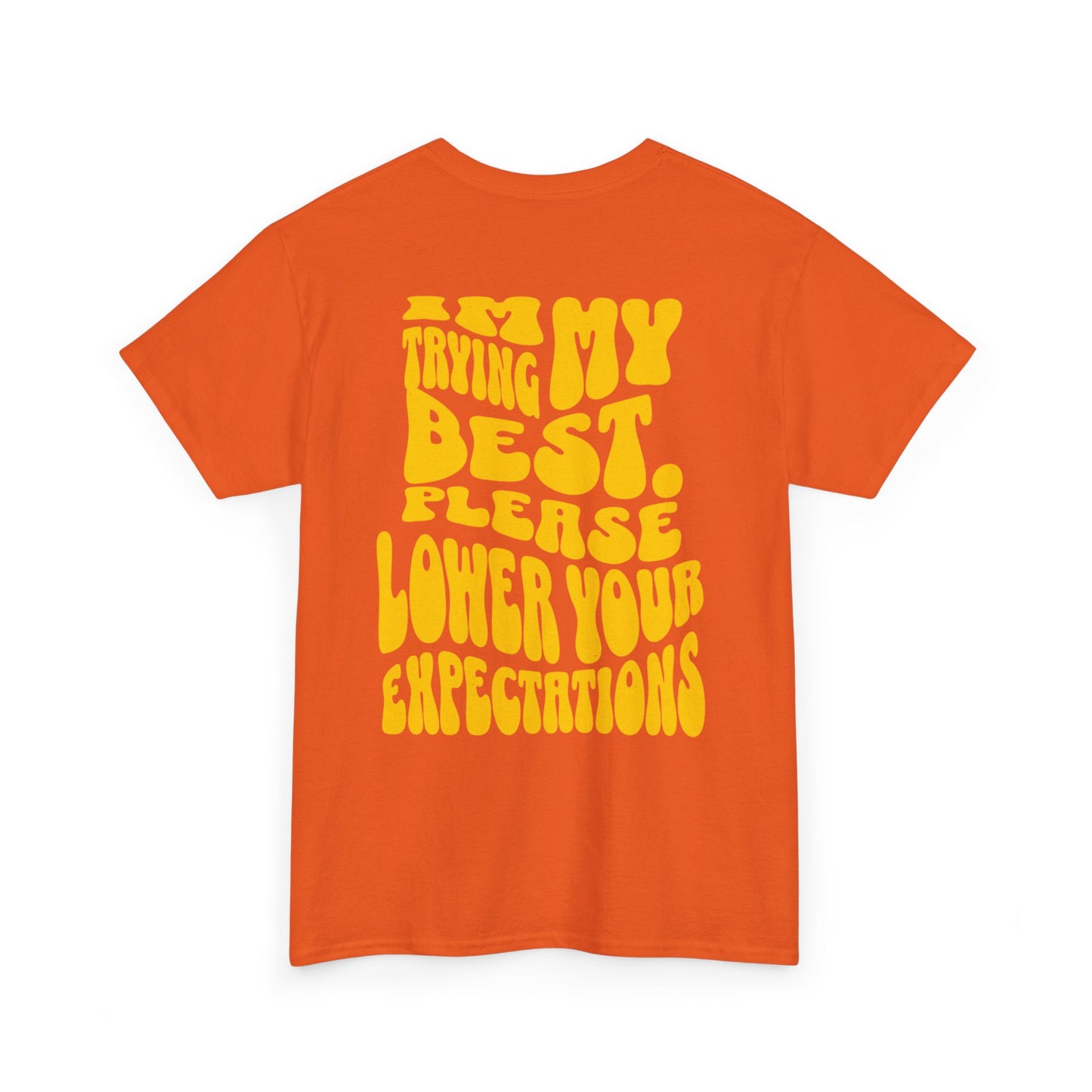 Graphic Tee — "I'm Trying My Best, Please Lower Your Expectations" Smiley Shirt