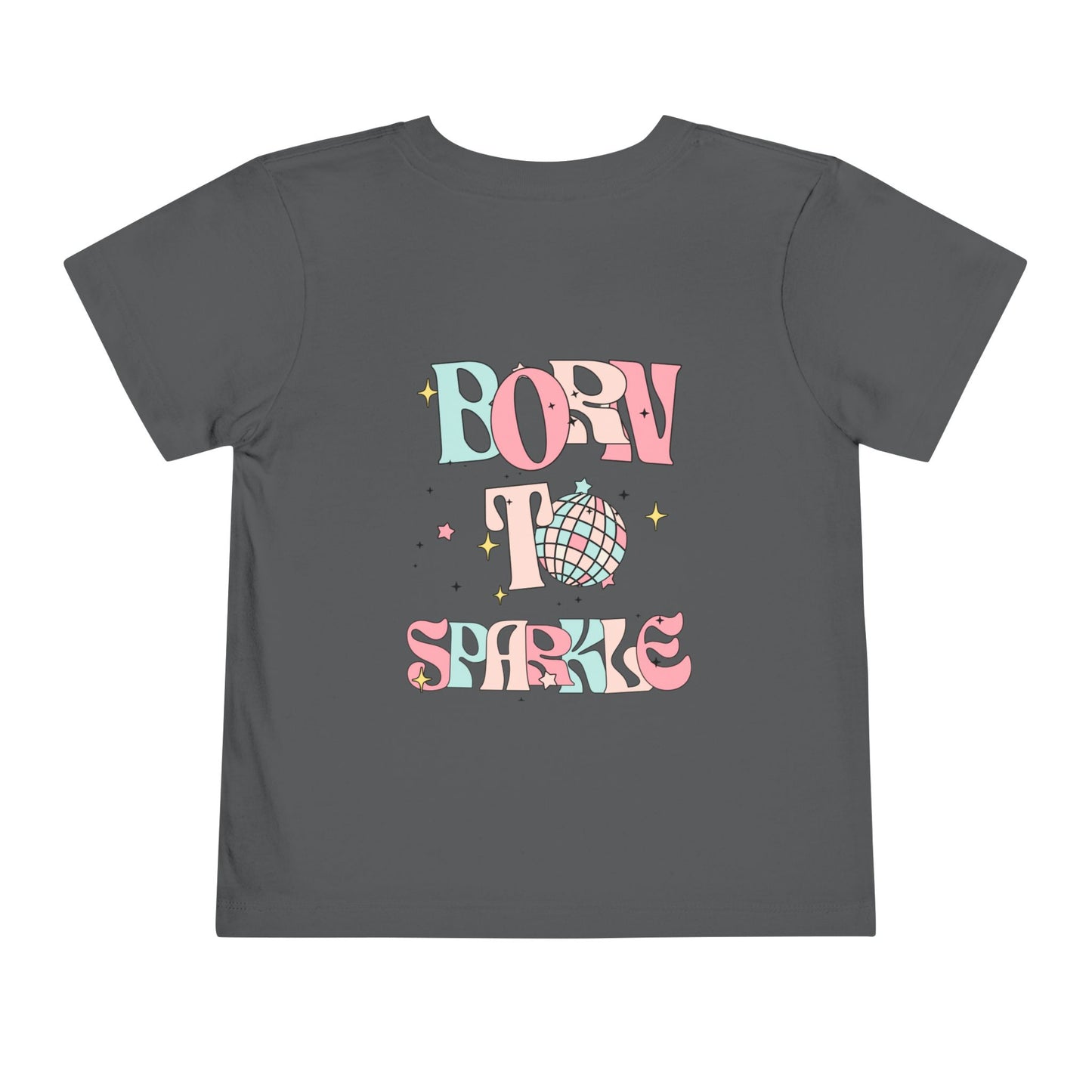 Toddler Tee — "Born to Sparkle" Retro Disco Smiley Graphic
