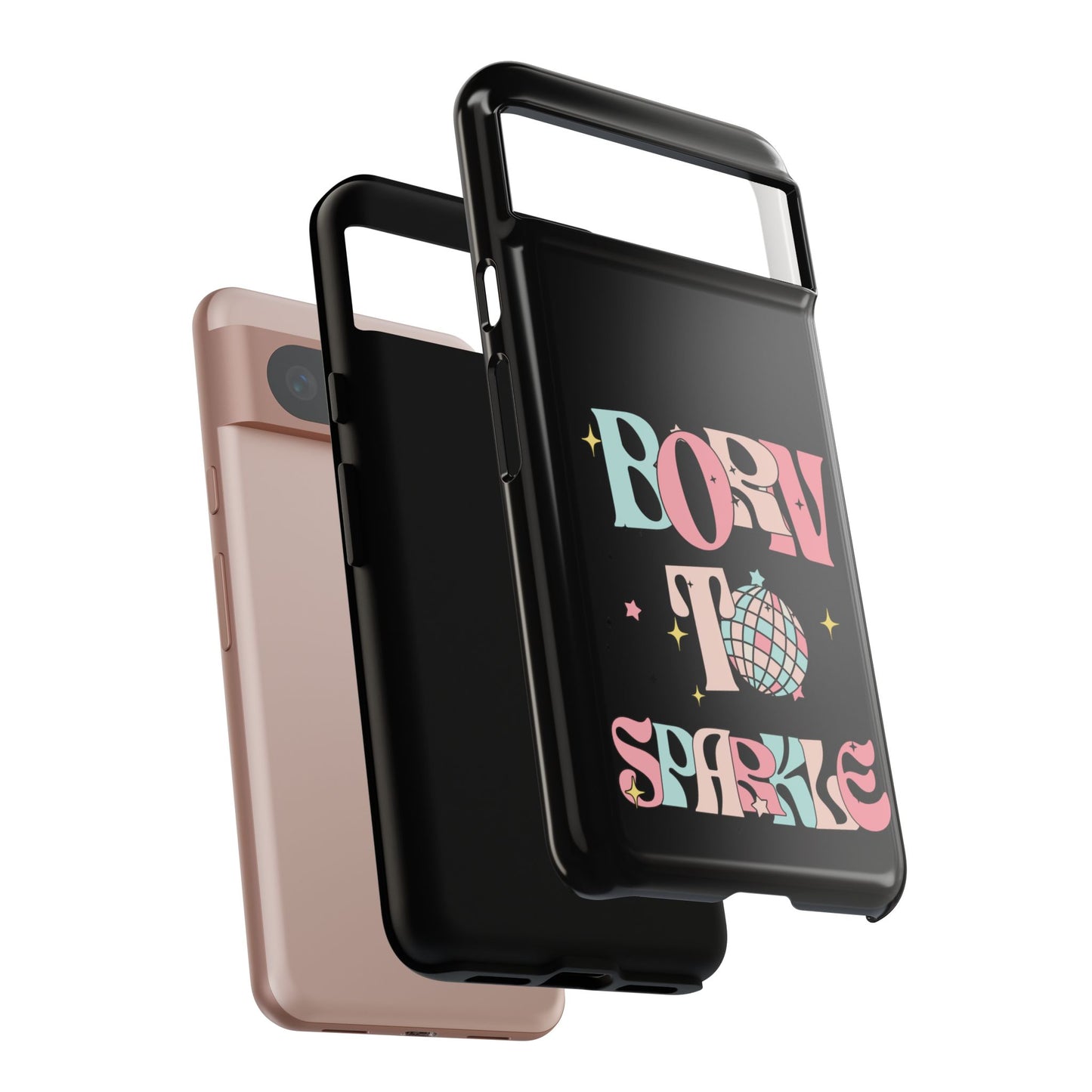 Born to Sparkle Phone Case — Retro Disco Glitter Typography with Disco Ball