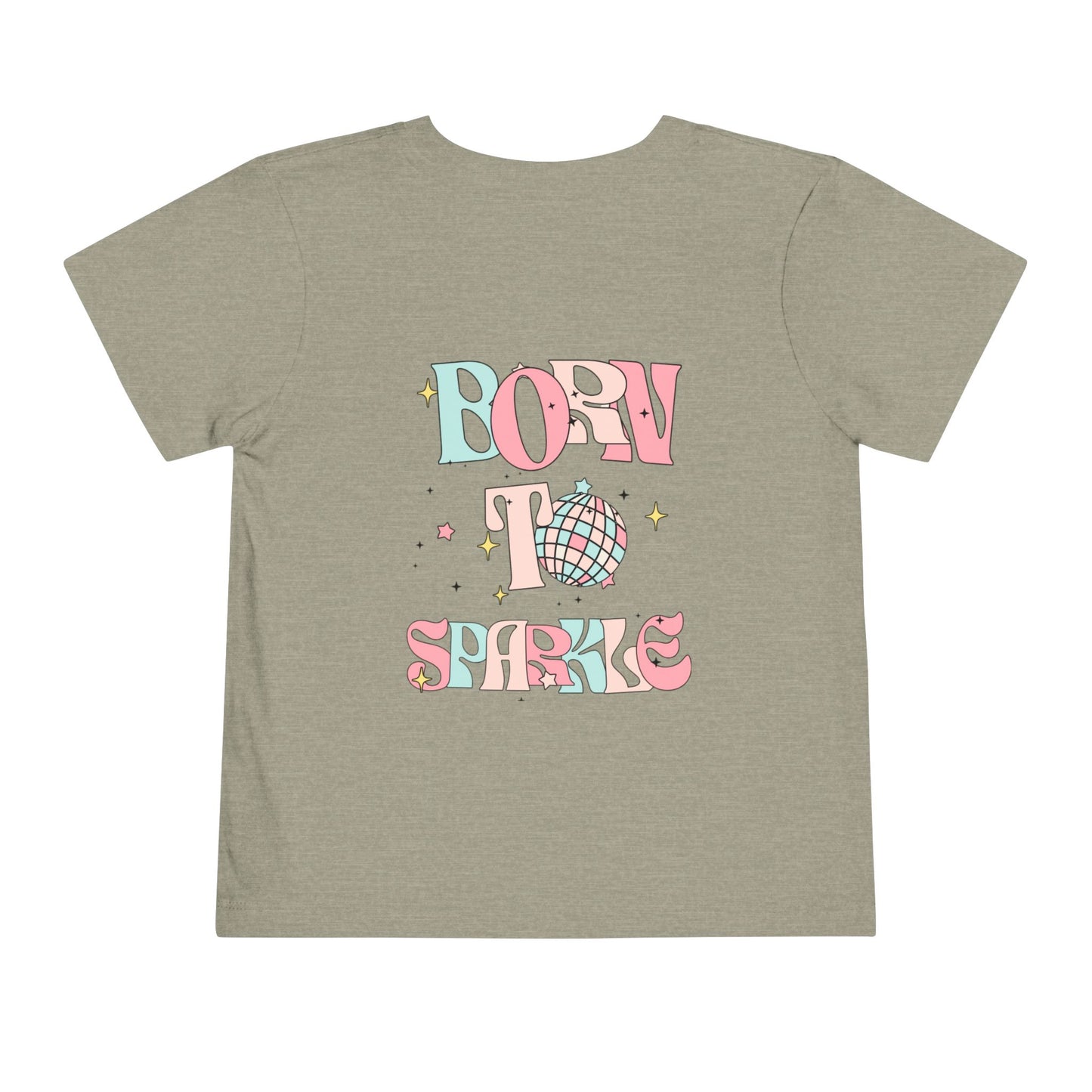 Toddler Tee — "Born to Sparkle" Retro Disco Smiley Graphic