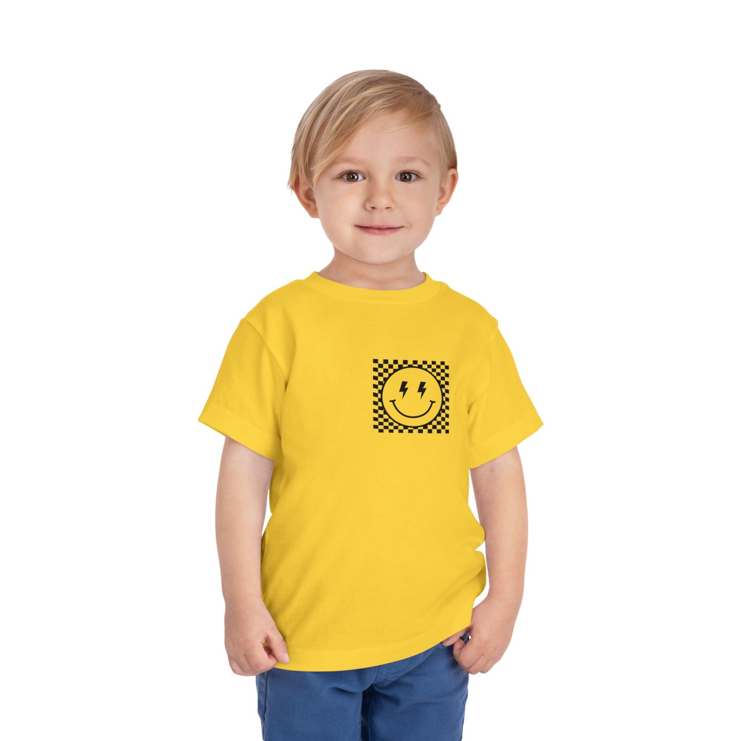 "Powered by Snacks & Monster Trucks" Checkerboard Smile Shirt