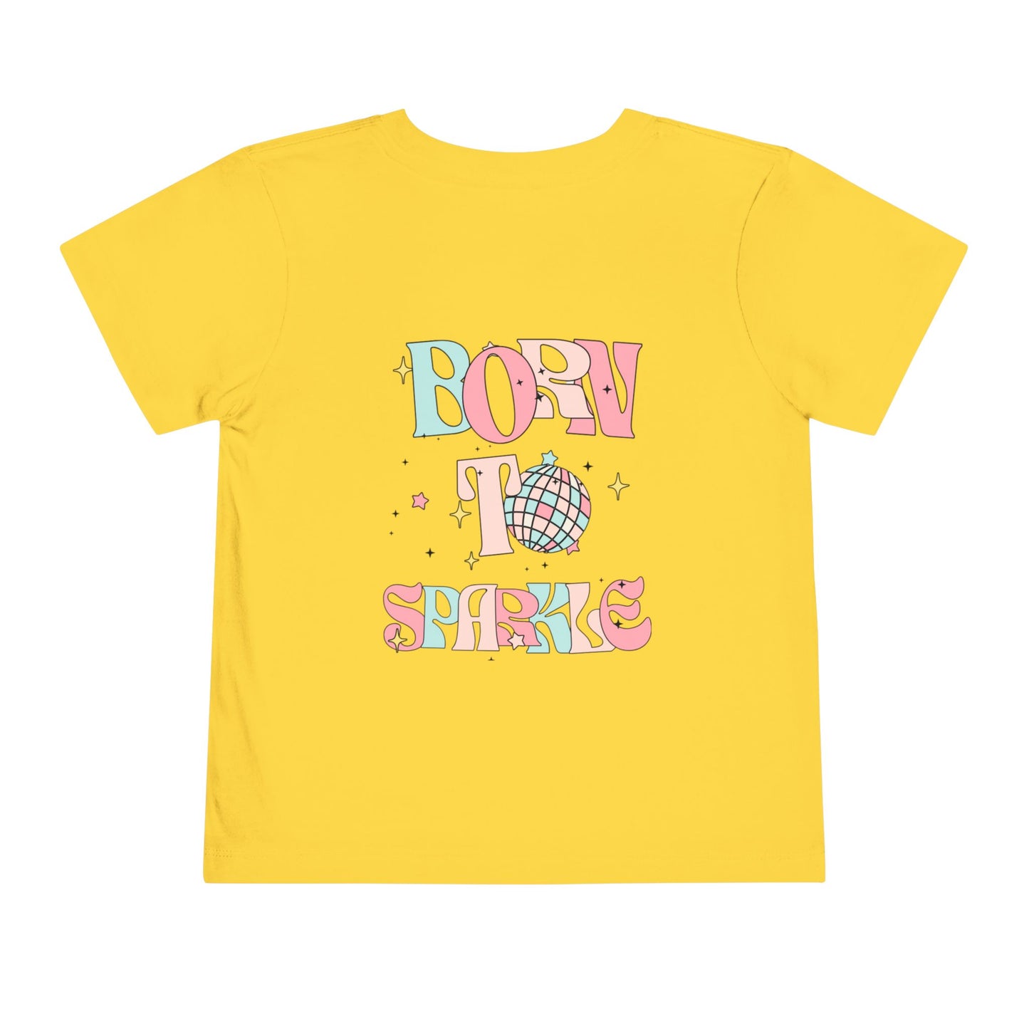 Toddler Tee — "Born to Sparkle" Retro Disco Smiley Graphic