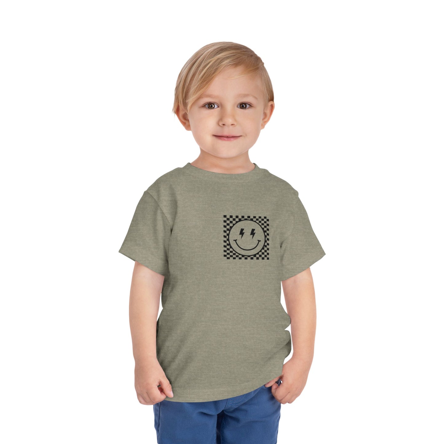 "Powered by Snacks & Monster Trucks" Checkerboard Smile Shirt
