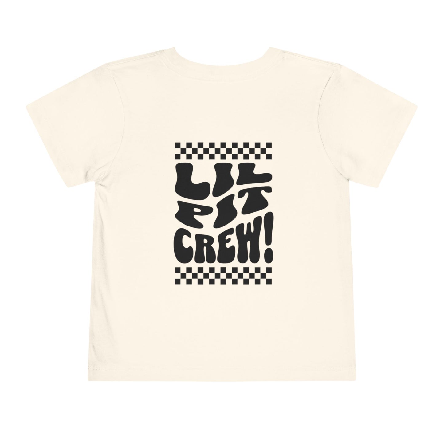 Toddler Tee — "Lil Pit Crew" Checkerboard Graphic
