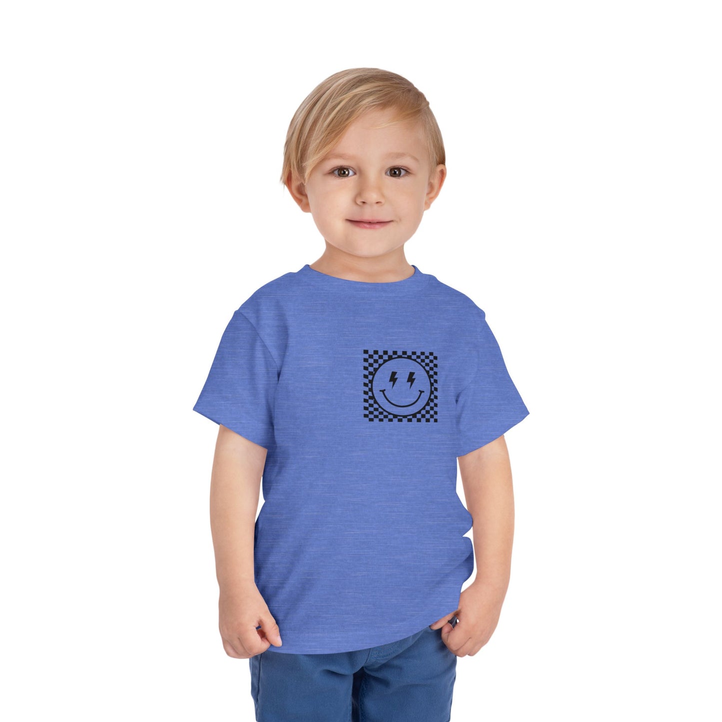 "Powered by Snacks & Monster Trucks" Checkerboard Smile Shirt