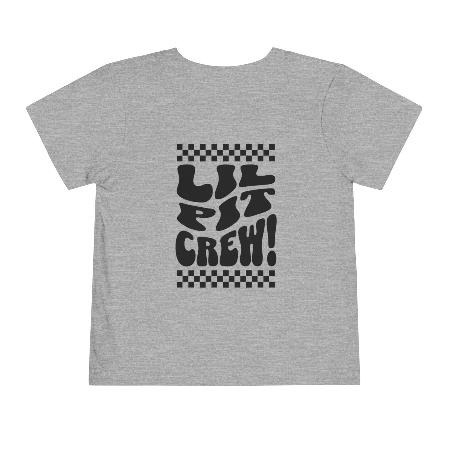 Toddler Tee — "Lil Pit Crew" Checkerboard Graphic