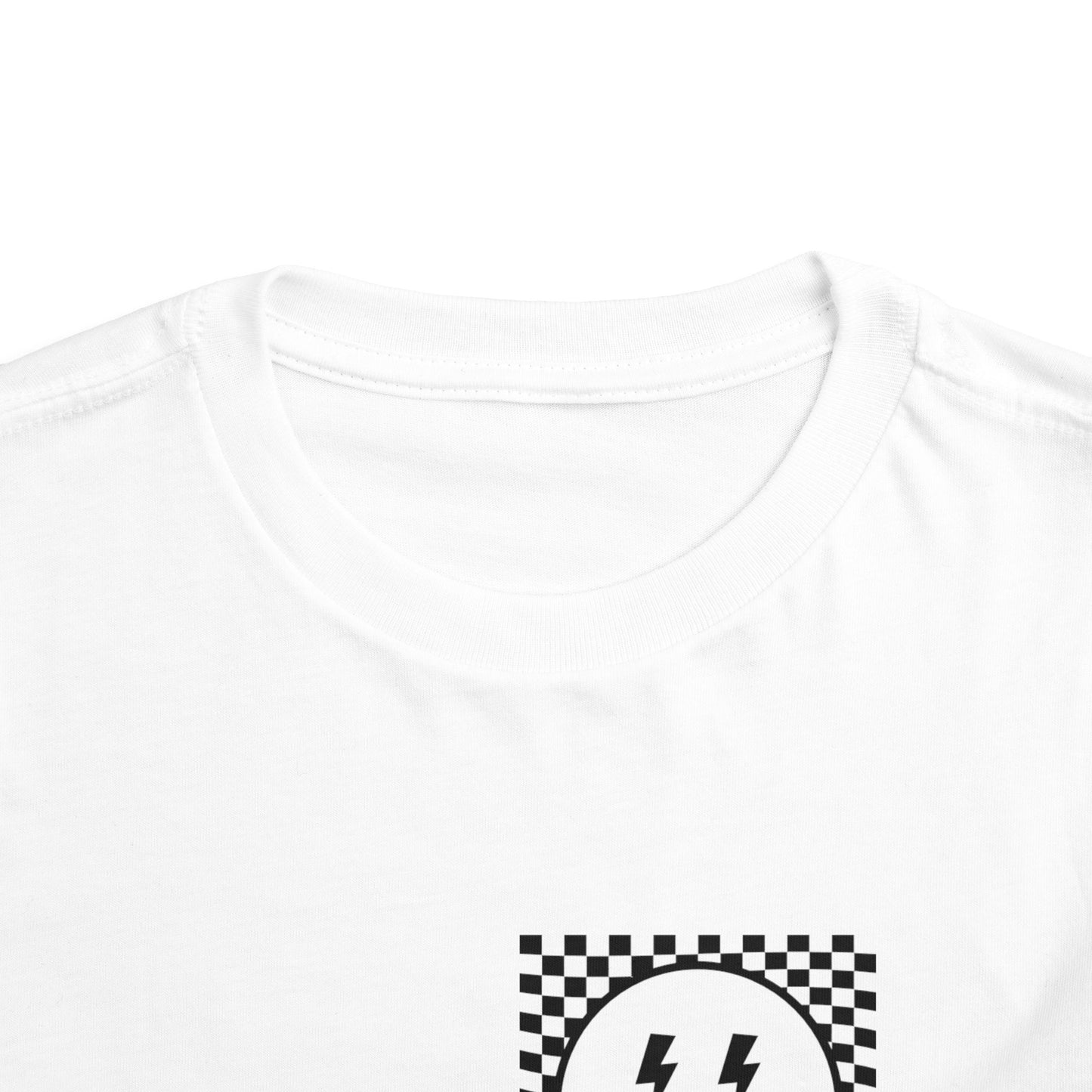 "Powered by Snacks & Monster Trucks" Checkerboard Smile Shirt