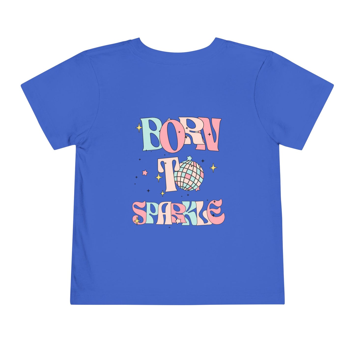 Toddler Tee — "Born to Sparkle" Retro Disco Smiley Graphic