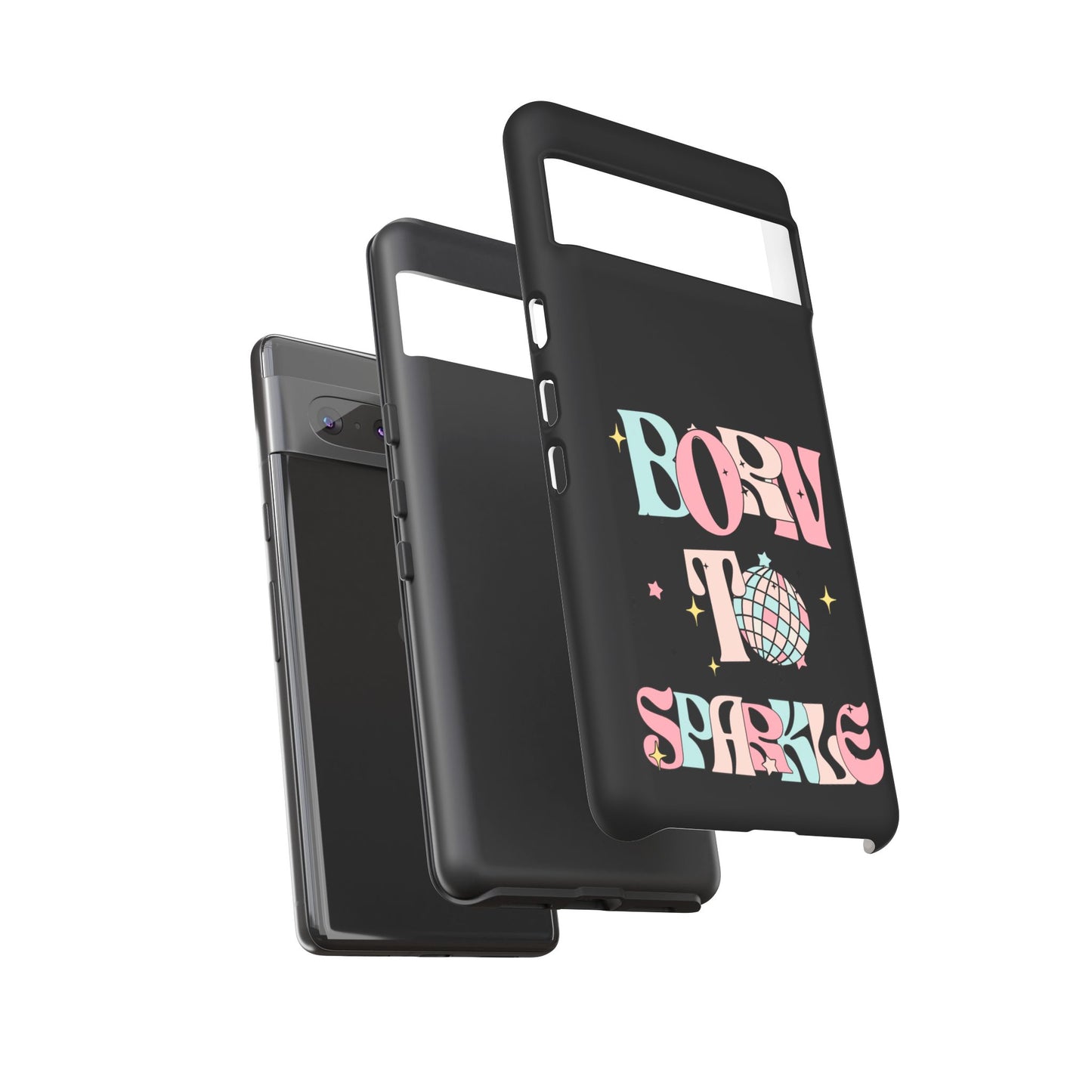Born to Sparkle Phone Case — Retro Disco Glitter Typography with Disco Ball