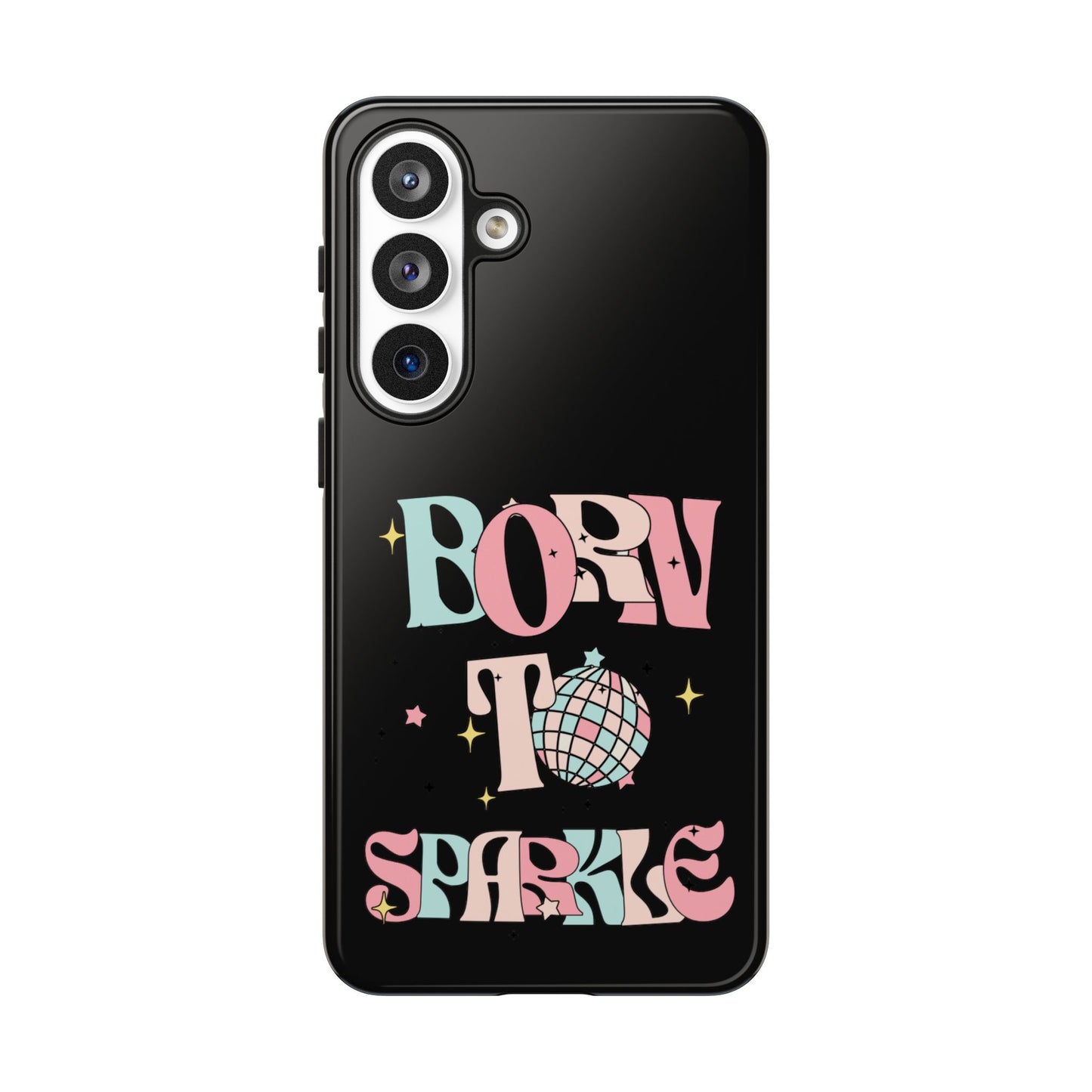 Born to Sparkle Phone Case — Retro Disco Glitter Typography with Disco Ball