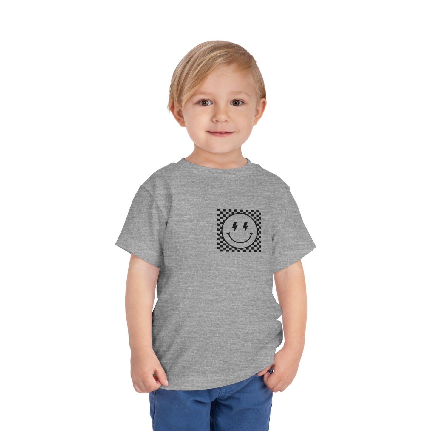"Powered by Snacks & Monster Trucks" Checkerboard Smile Shirt