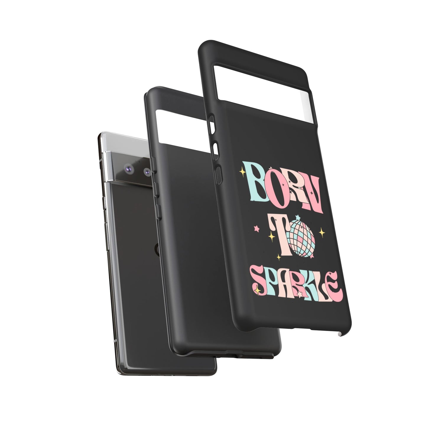 Born to Sparkle Phone Case — Retro Disco Glitter Typography with Disco Ball