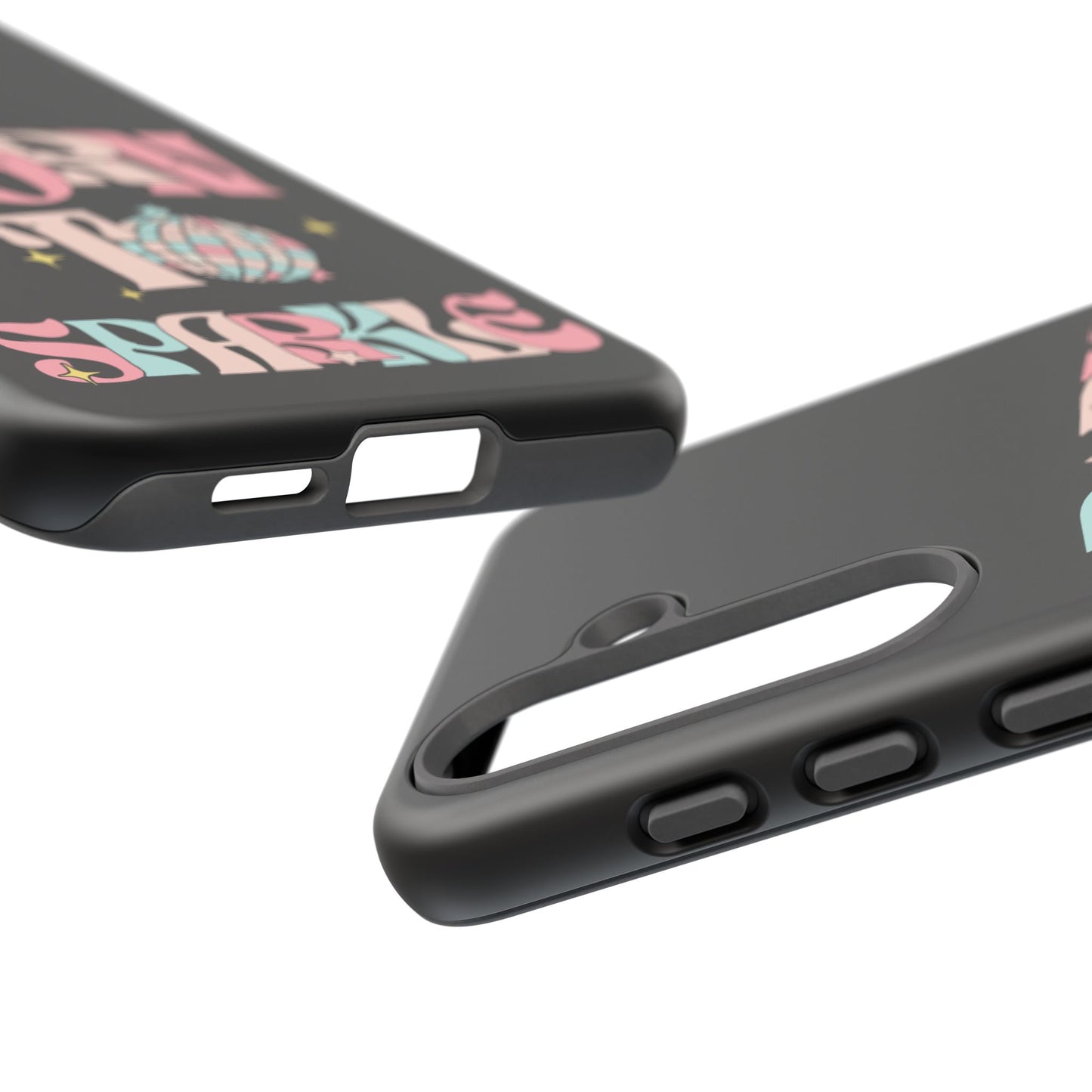 Born to Sparkle Phone Case — Retro Disco Glitter Typography with Disco Ball