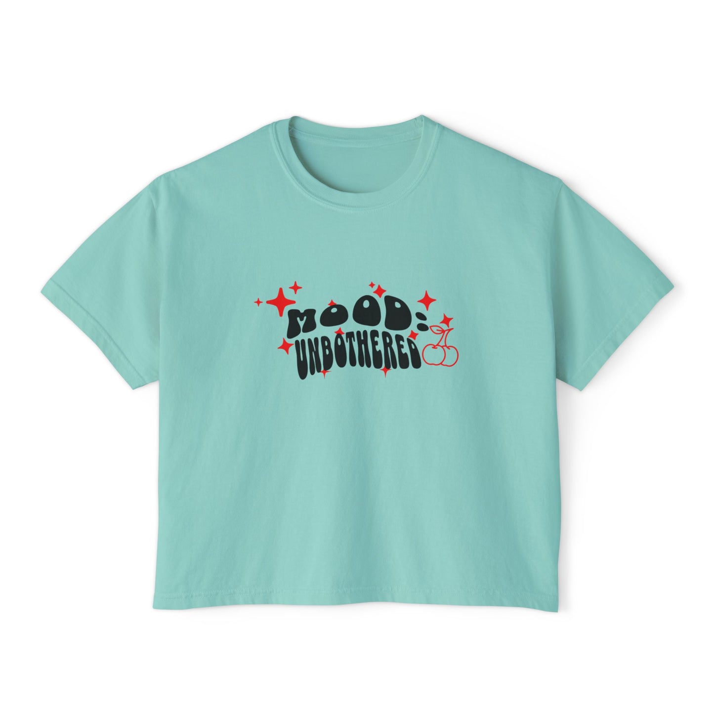 Mood Unbothered Boxy Tee — Cute Chill Vibe Women's Cropped T-Shirt
