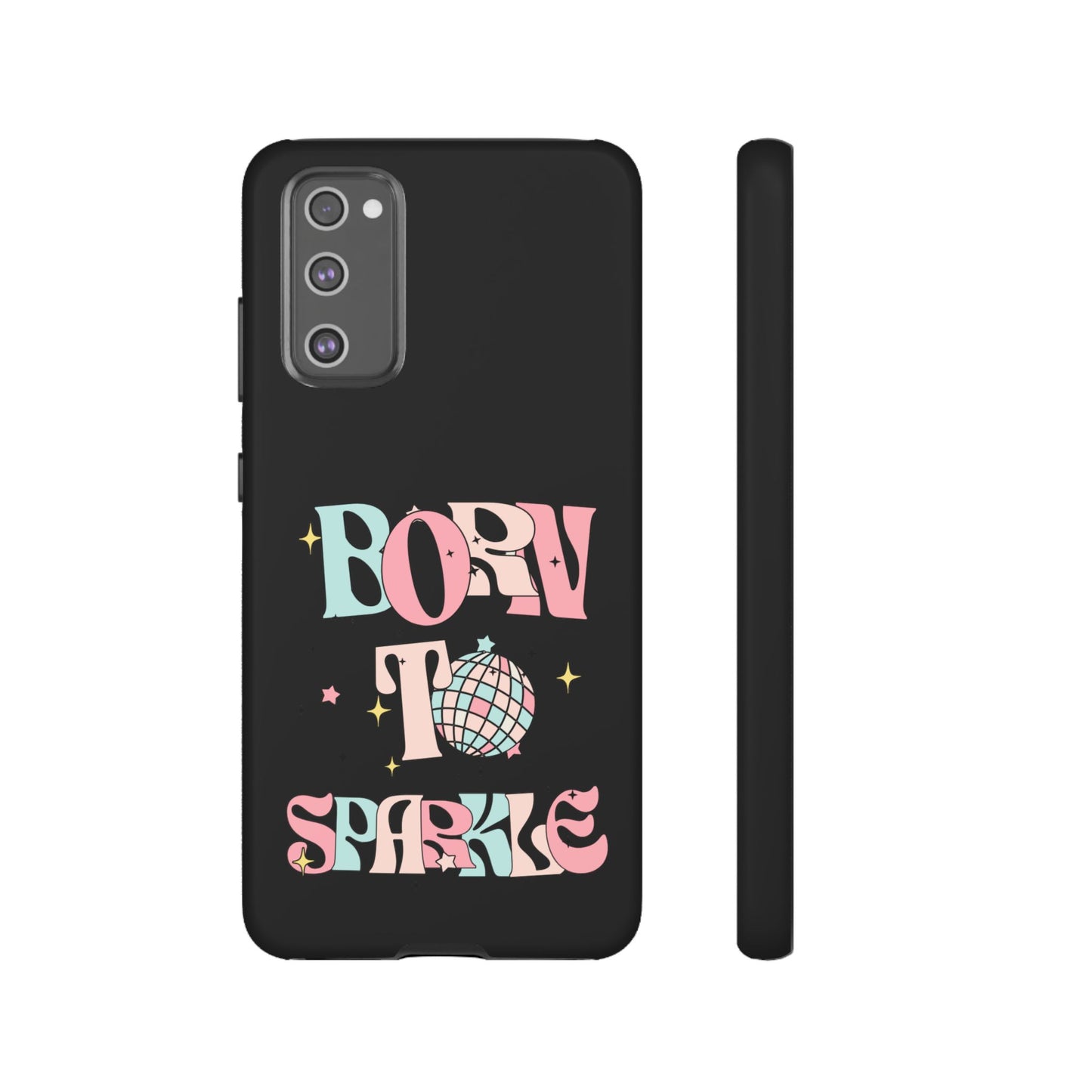 Born to Sparkle Phone Case — Retro Disco Glitter Typography with Disco Ball