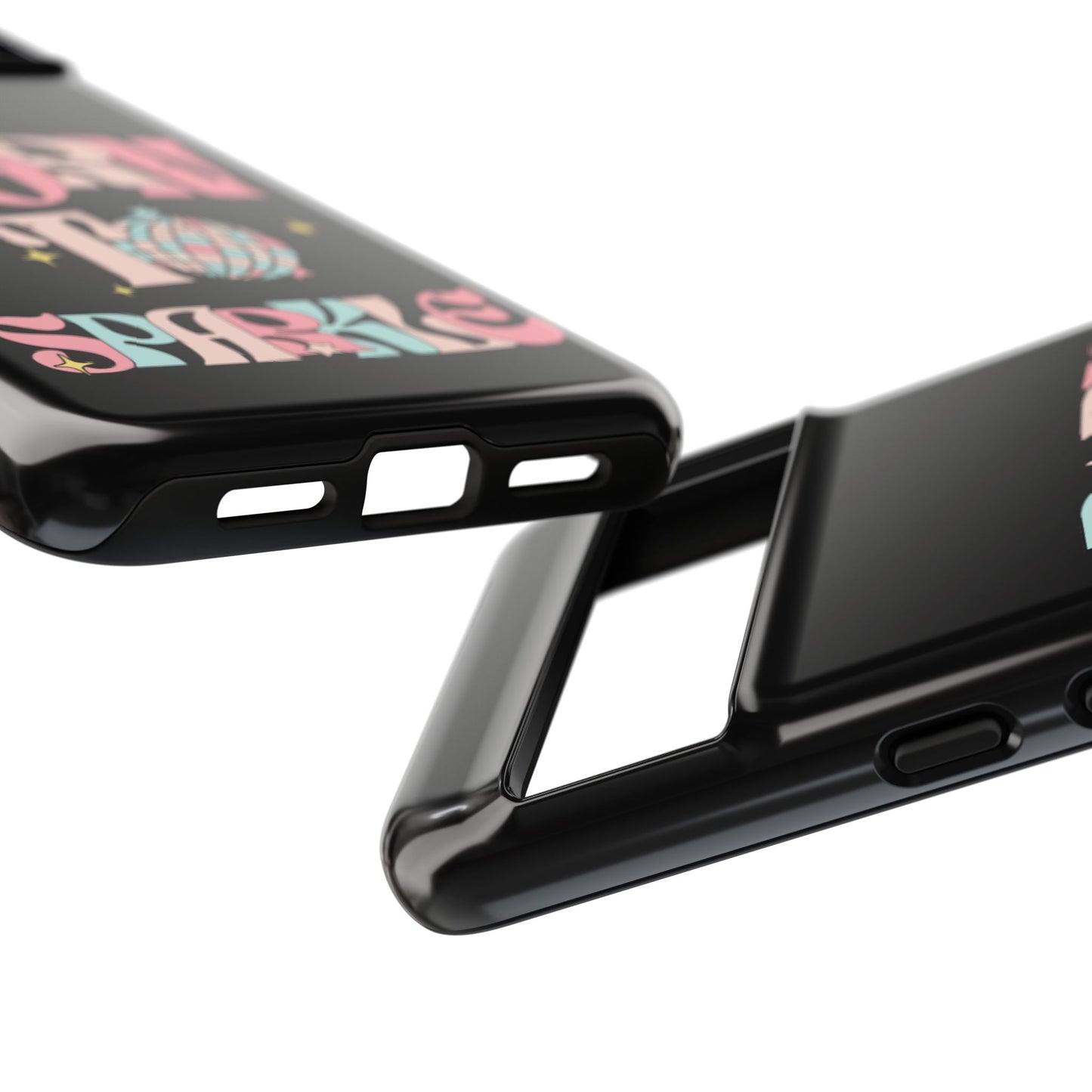 Born to Sparkle Phone Case — Retro Disco Glitter Typography with Disco Ball