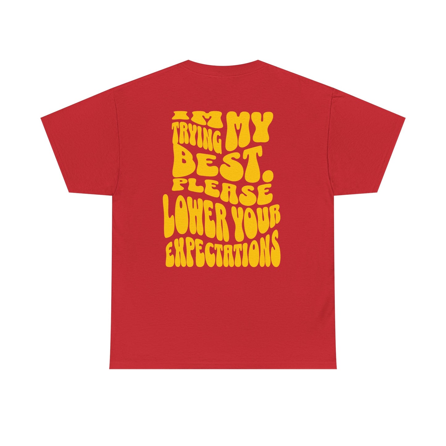 Graphic Tee — "I'm Trying My Best, Please Lower Your Expectations" Smiley Shirt
