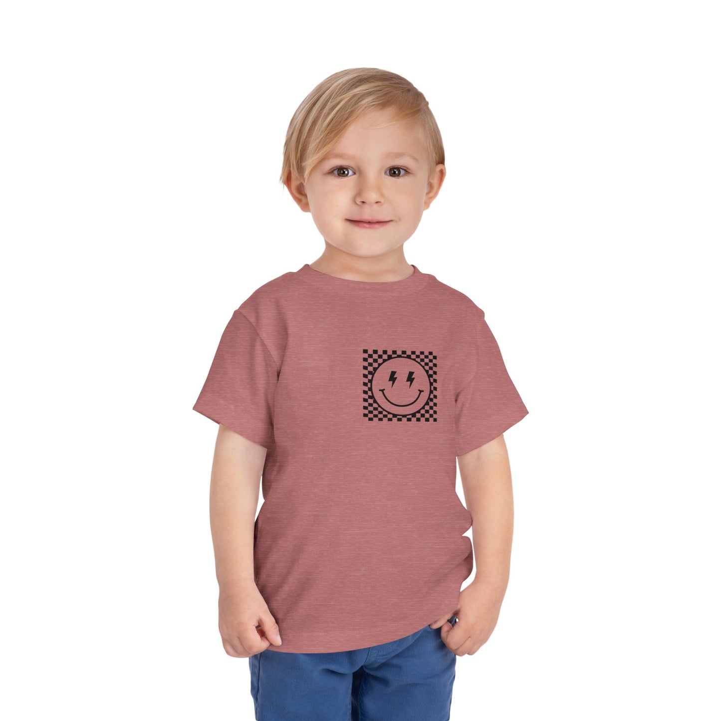 "Powered by Snacks & Monster Trucks" Checkerboard Smile Shirt