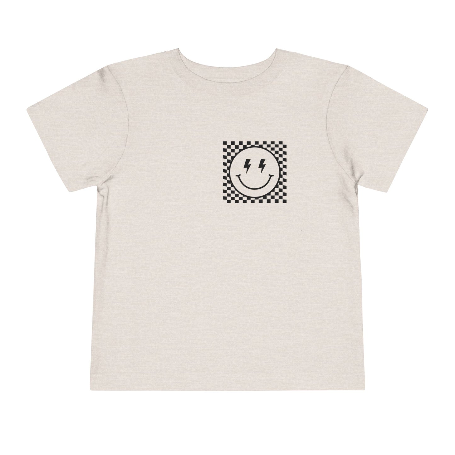 "Powered by Snacks & Monster Trucks" Checkerboard Smile Shirt
