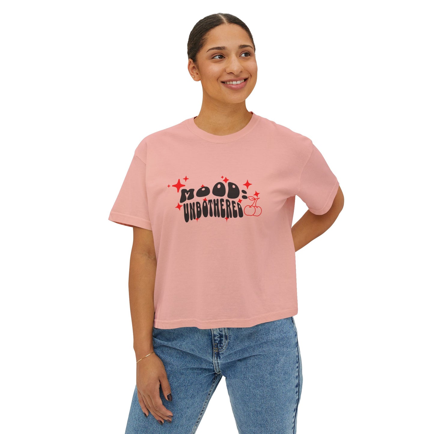 Mood Unbothered Boxy Tee — Cute Chill Vibe Women's Cropped T-Shirt