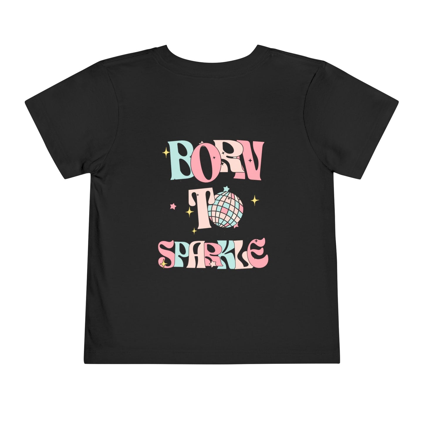 Toddler Tee — "Born to Sparkle" Retro Disco Smiley Graphic