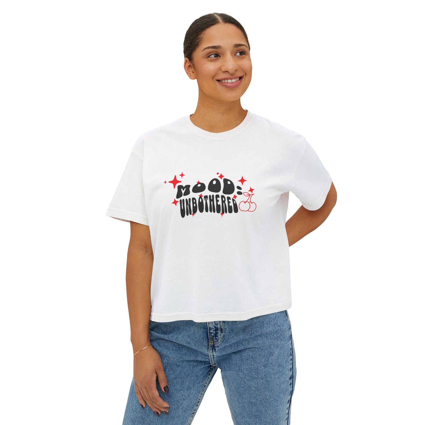 Mood Unbothered Boxy Tee — Cute Chill Vibe Women's Cropped T-Shirt