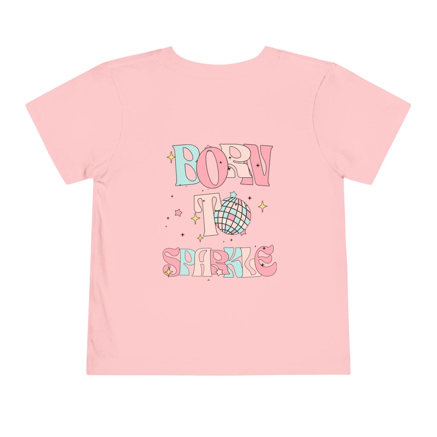 Toddler Tee — "Born to Sparkle" Retro Disco Smiley Graphic