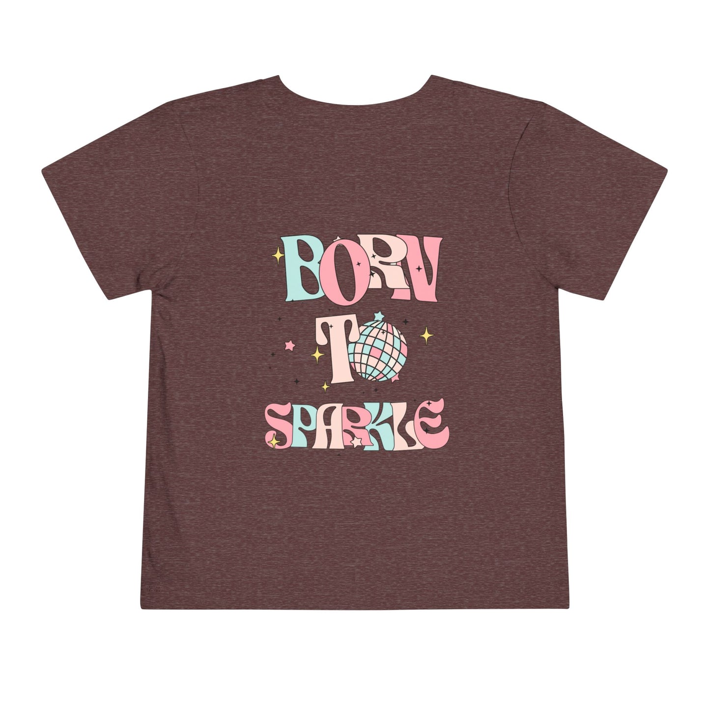 Toddler Tee — "Born to Sparkle" Retro Disco Smiley Graphic