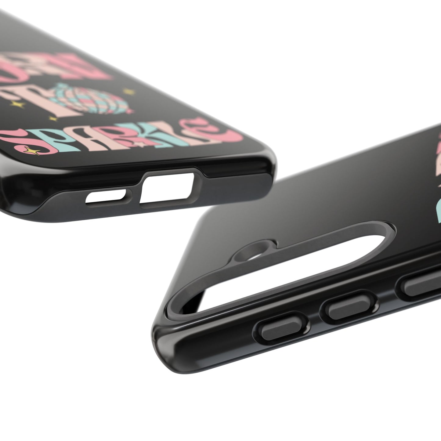 Born to Sparkle Phone Case — Retro Disco Glitter Typography with Disco Ball