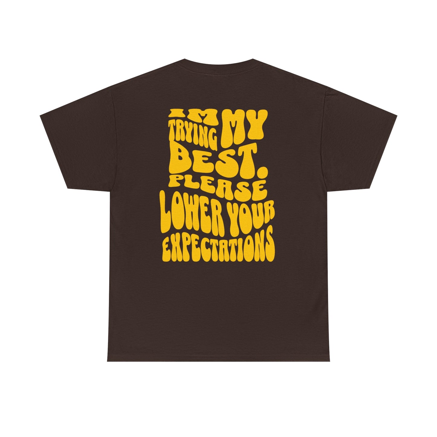 Graphic Tee — "I'm Trying My Best, Please Lower Your Expectations" Smiley Shirt