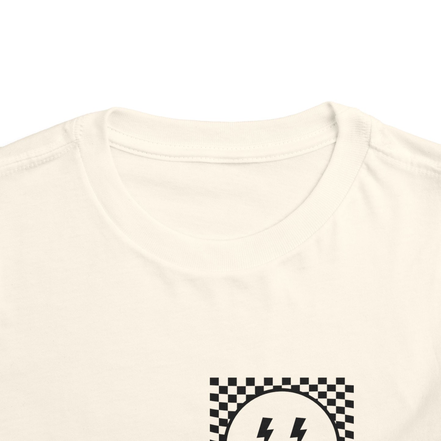 "Powered by Snacks & Monster Trucks" Checkerboard Smile Shirt