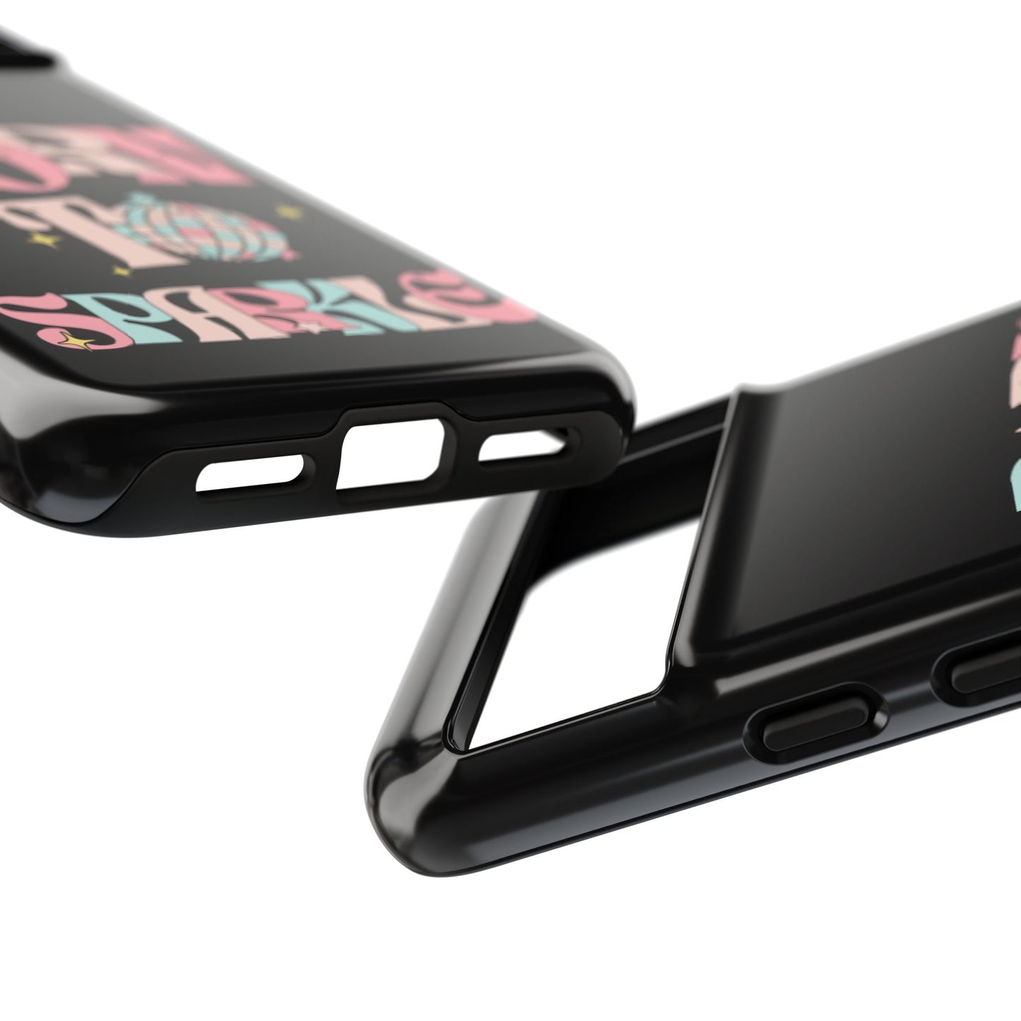 Born to Sparkle Phone Case — Retro Disco Glitter Typography with Disco Ball
