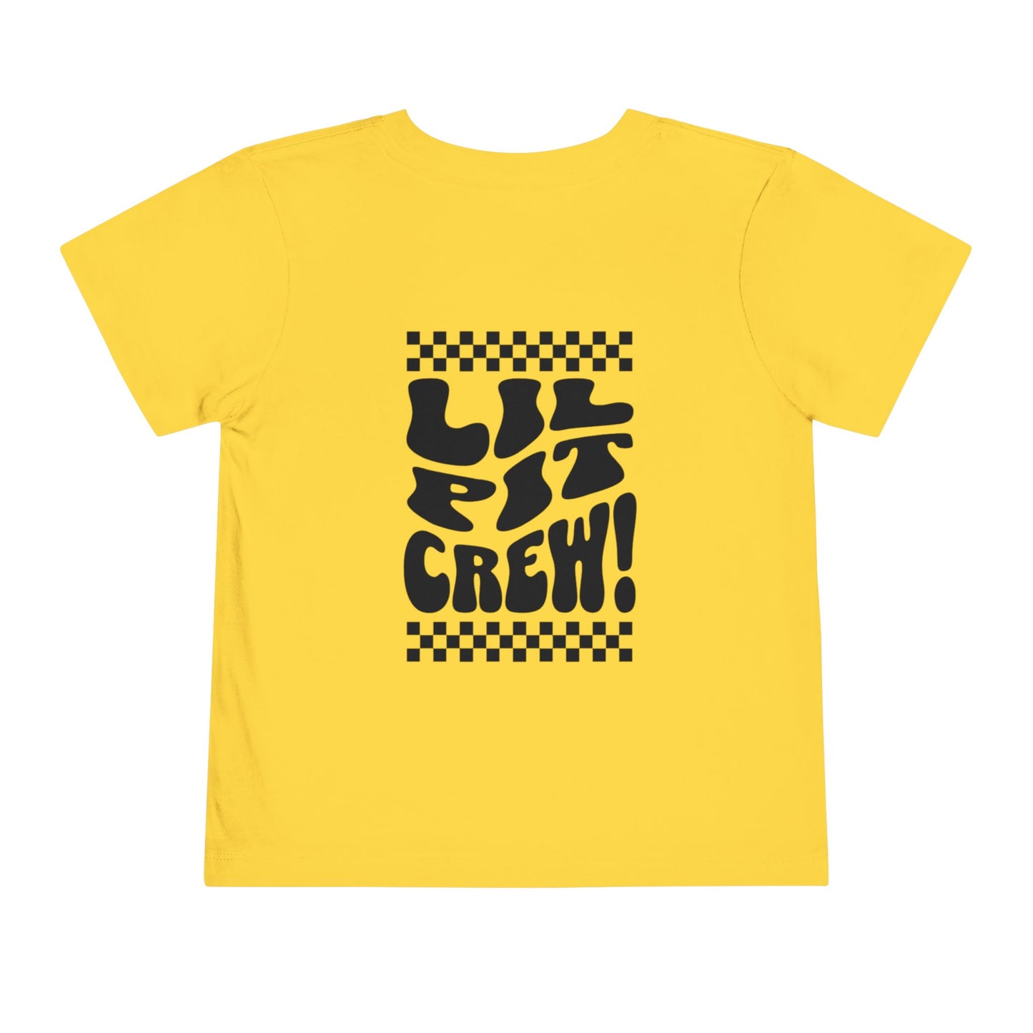 Toddler Tee — "Lil Pit Crew" Checkerboard Graphic