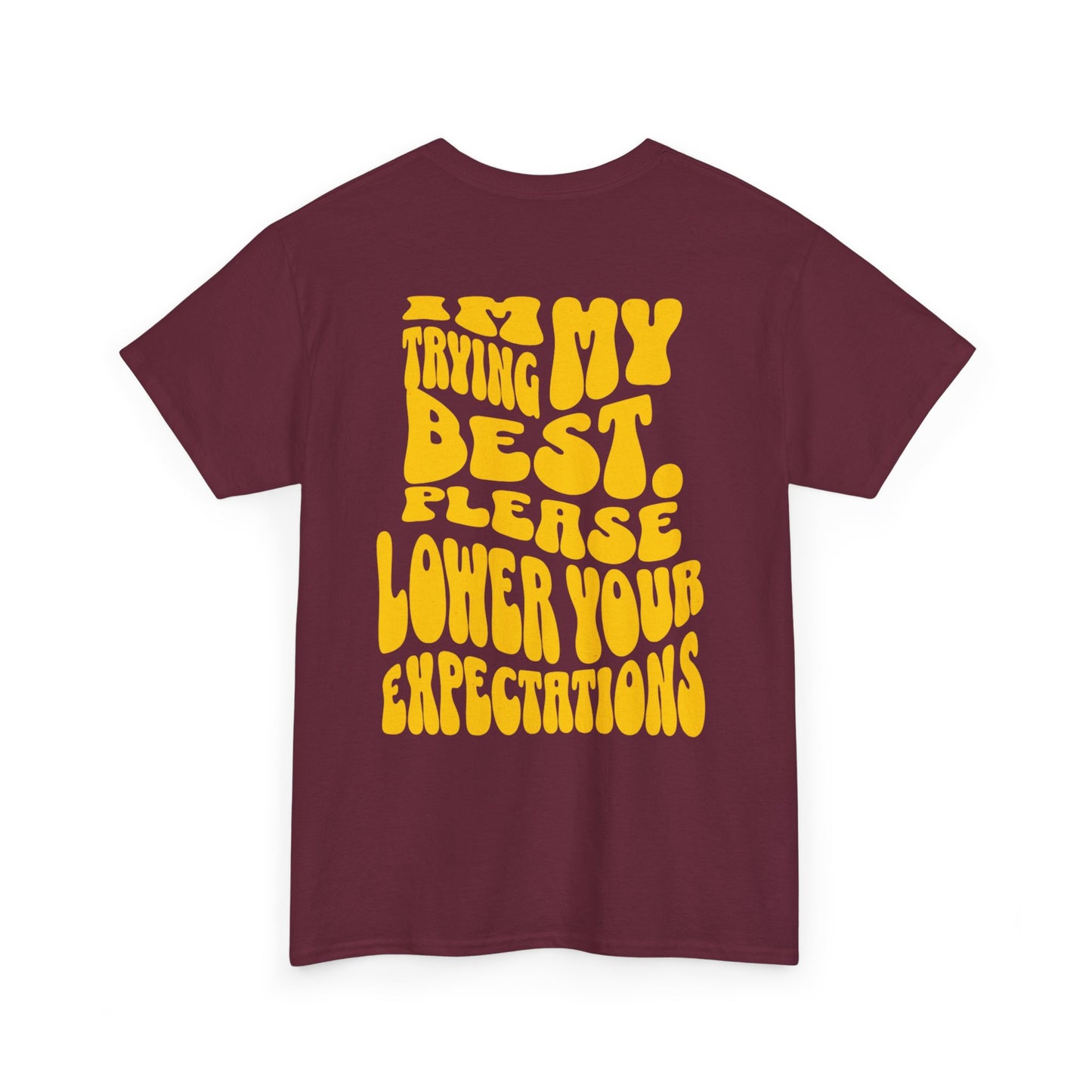 Graphic Tee — "I'm Trying My Best, Please Lower Your Expectations" Smiley Shirt