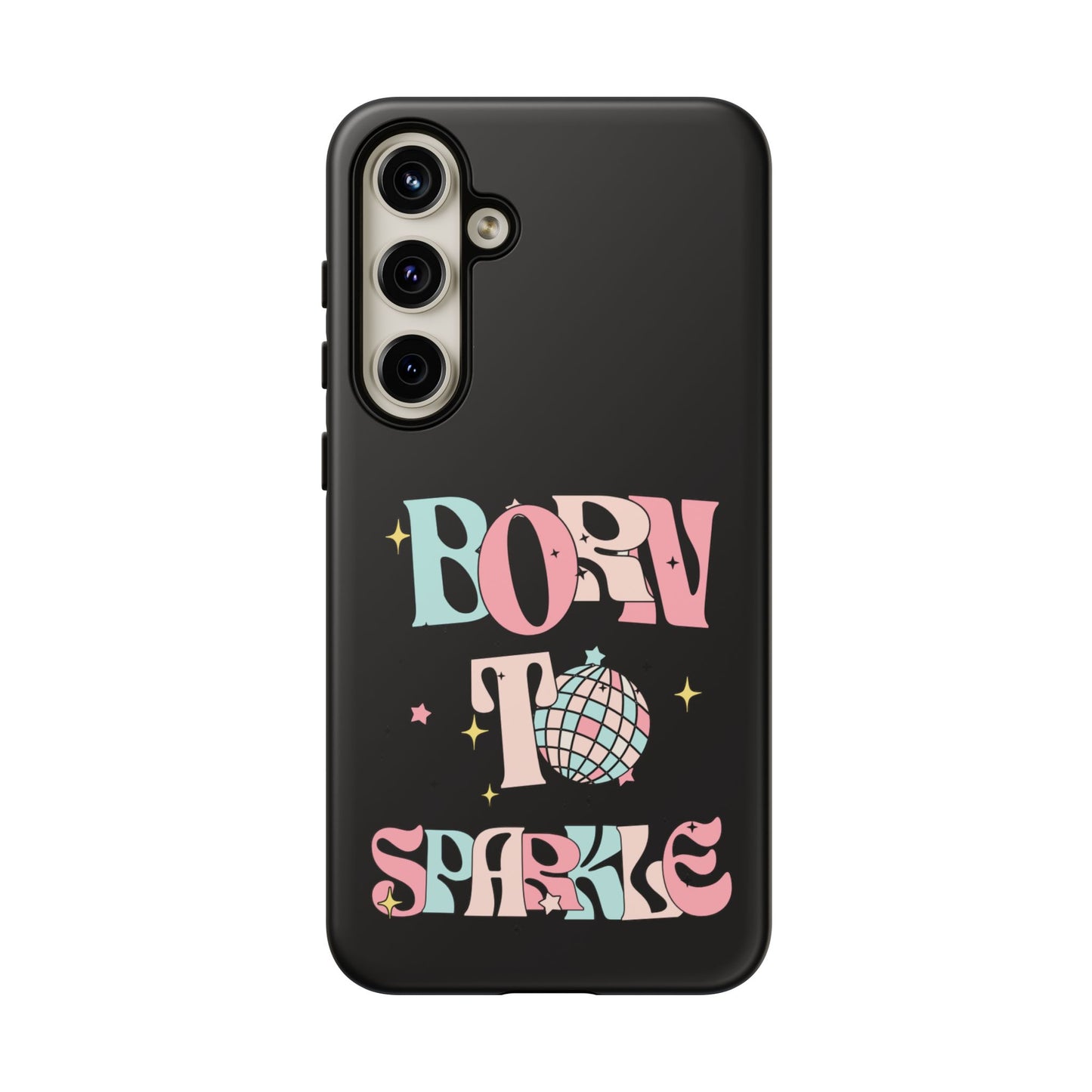 Born to Sparkle Phone Case — Retro Disco Glitter Typography with Disco Ball
