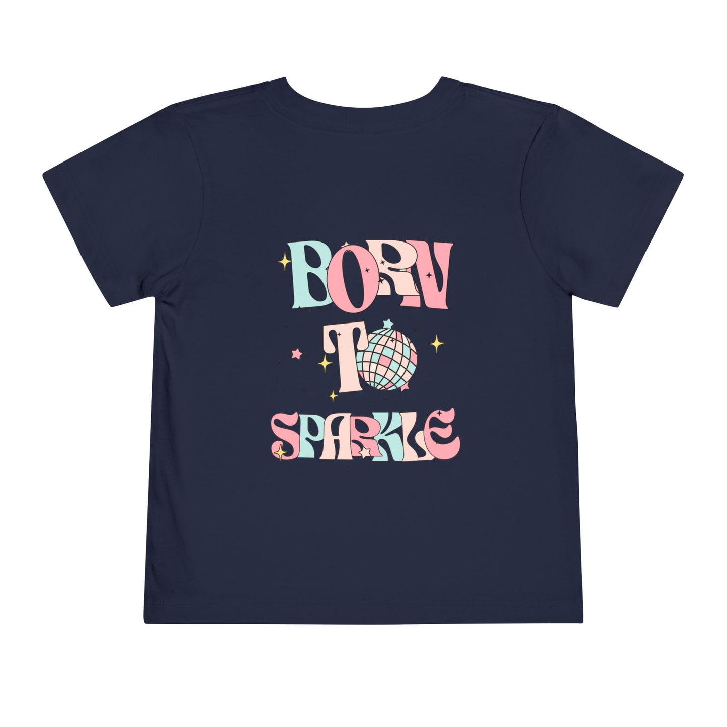 Toddler Tee — "Born to Sparkle" Retro Disco Smiley Graphic
