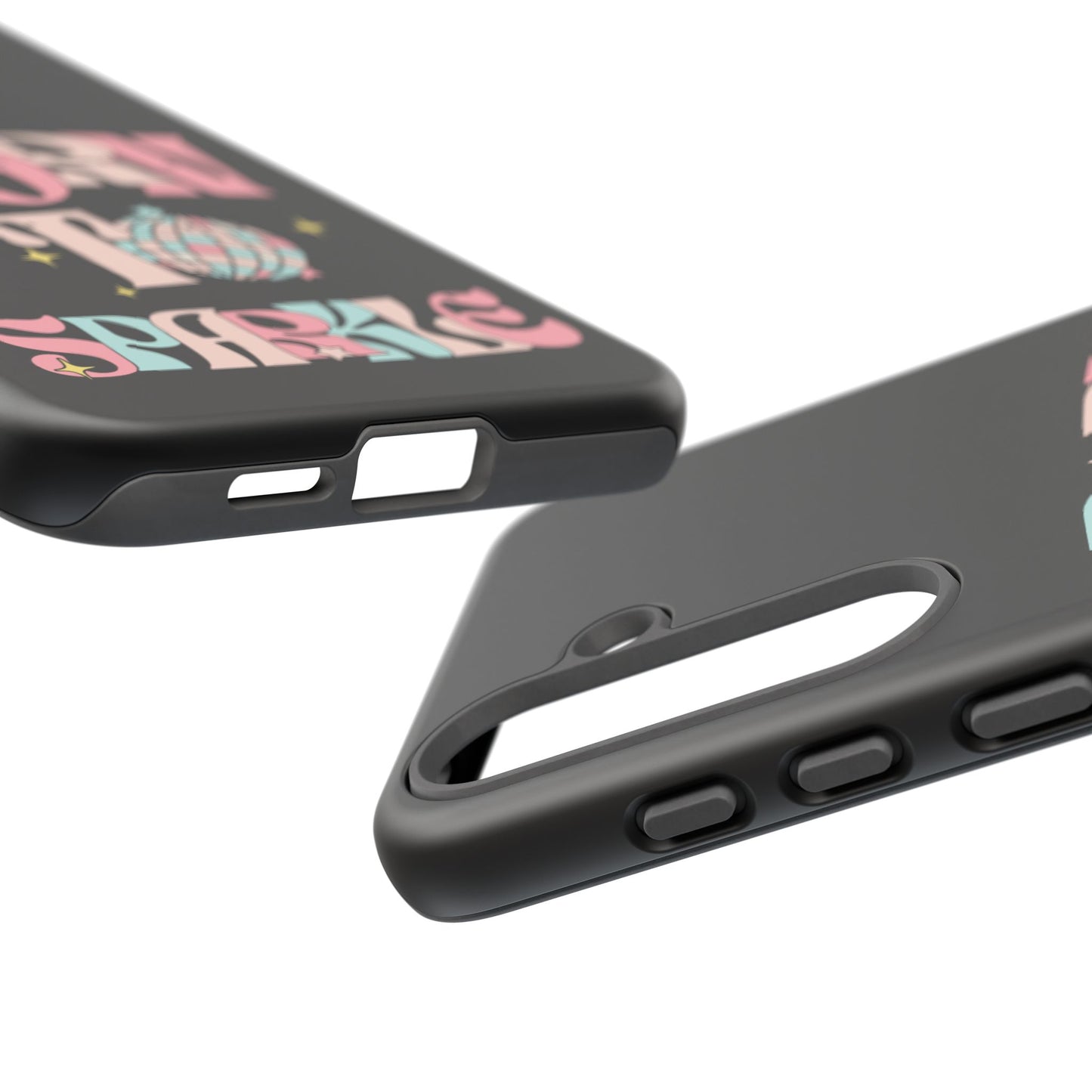 Born to Sparkle Phone Case — Retro Disco Glitter Typography with Disco Ball