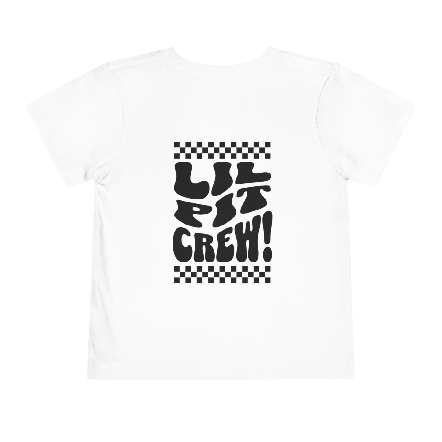 Toddler Tee — "Lil Pit Crew" Checkerboard Graphic