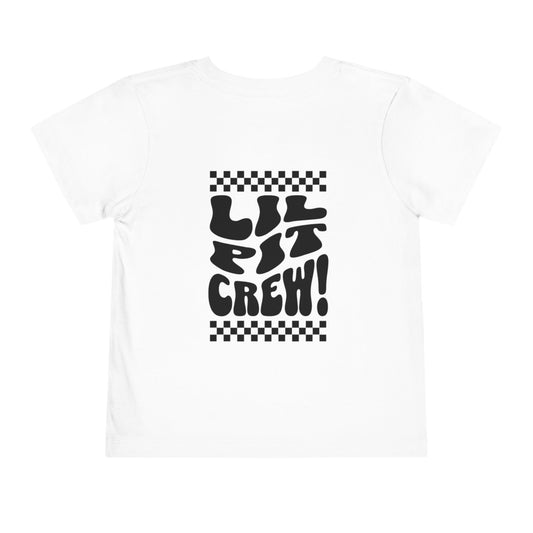 Toddler Tee — "Lil Pit Crew" Checkerboard Graphic