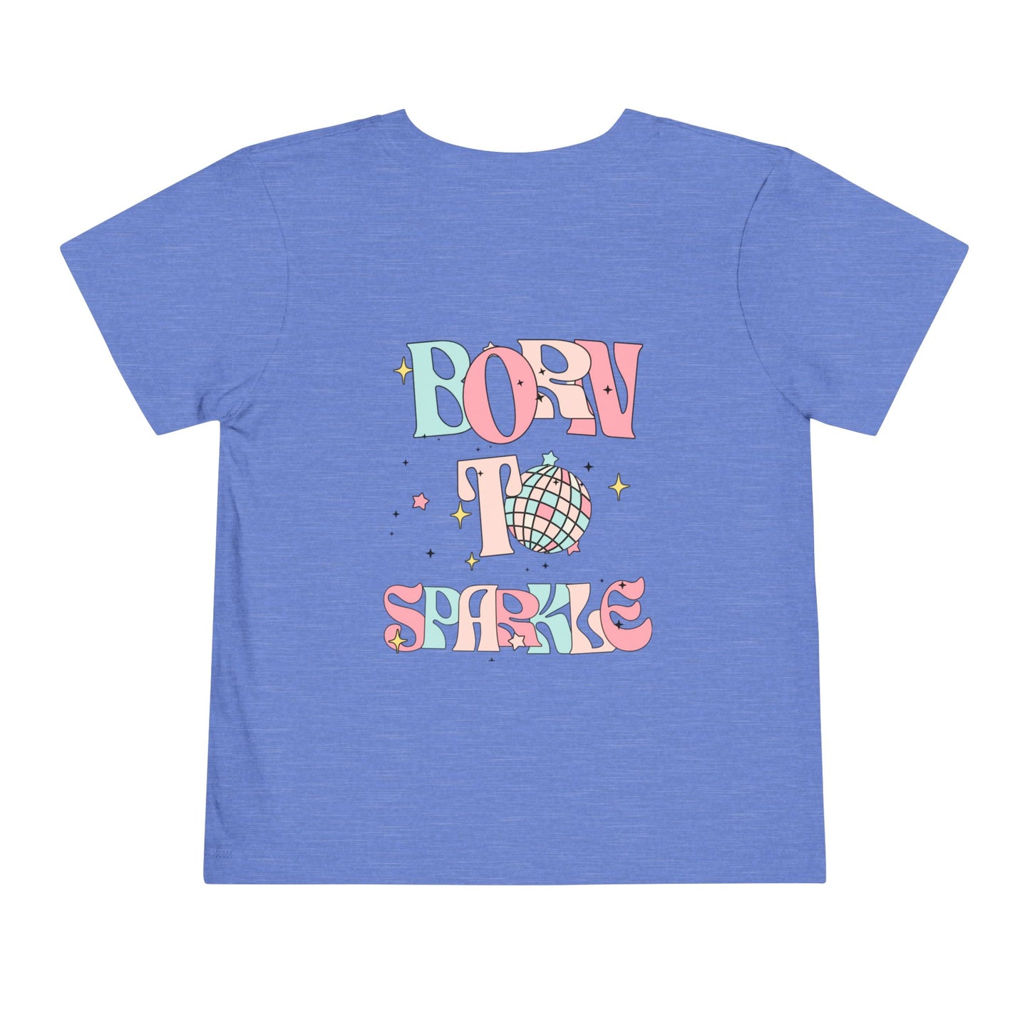 Toddler Tee — "Born to Sparkle" Retro Disco Smiley Graphic