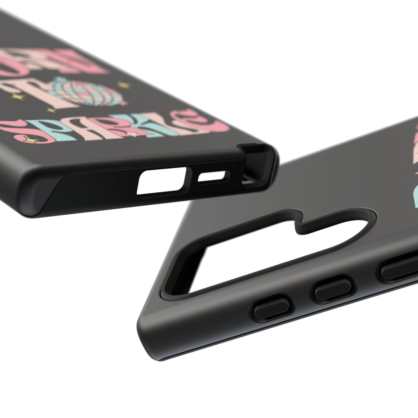 Born to Sparkle Phone Case — Retro Disco Glitter Typography with Disco Ball