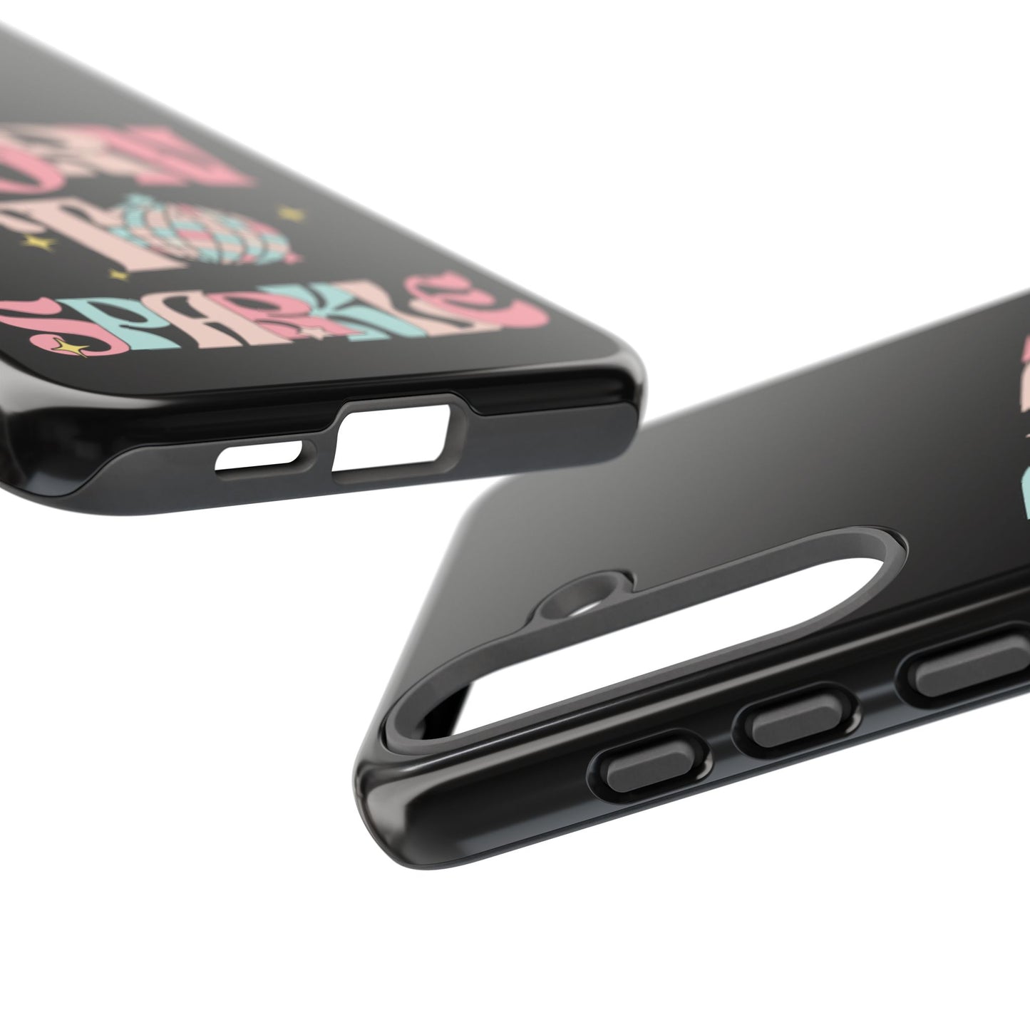 Born to Sparkle Phone Case — Retro Disco Glitter Typography with Disco Ball