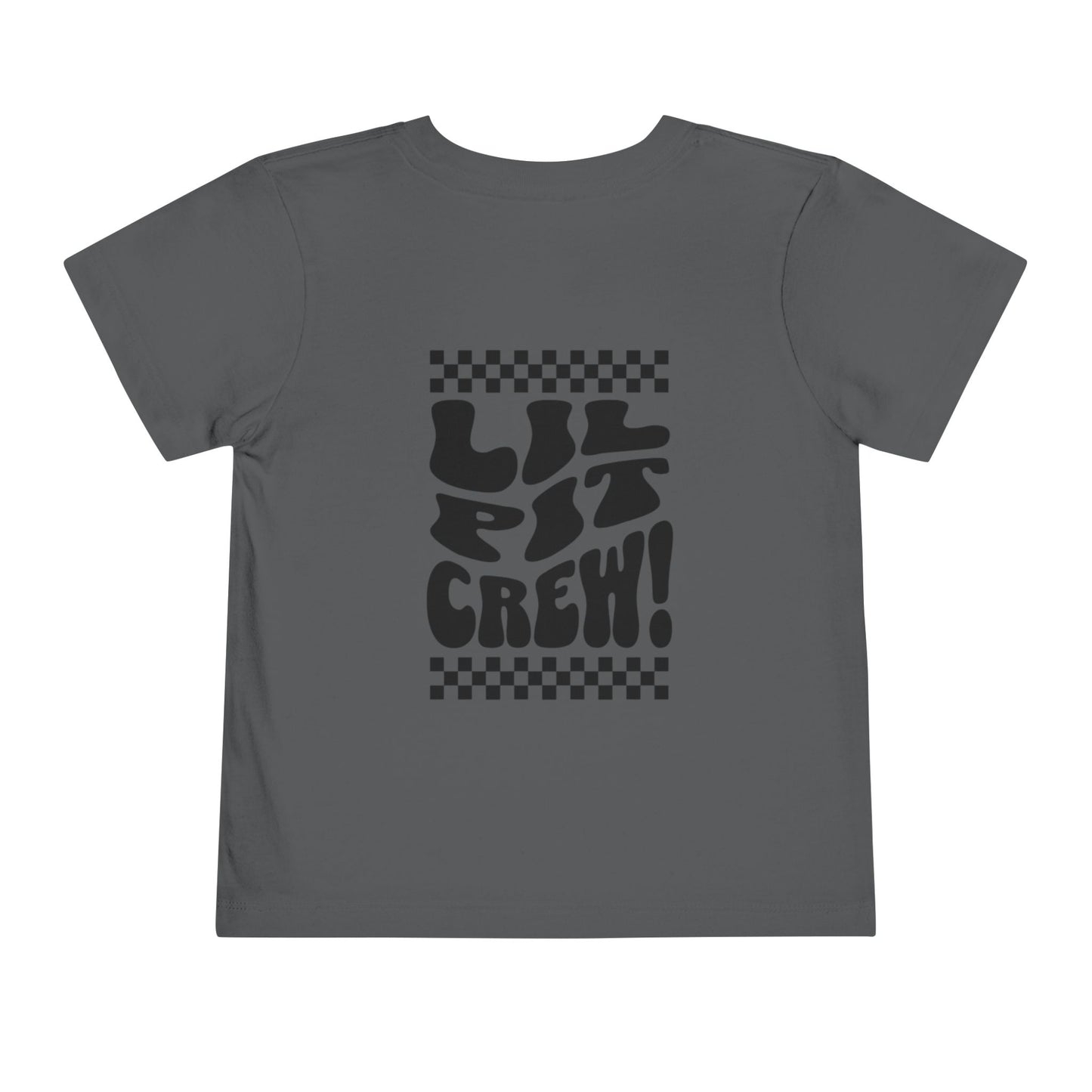 Toddler Tee — "Lil Pit Crew" Checkerboard Graphic
