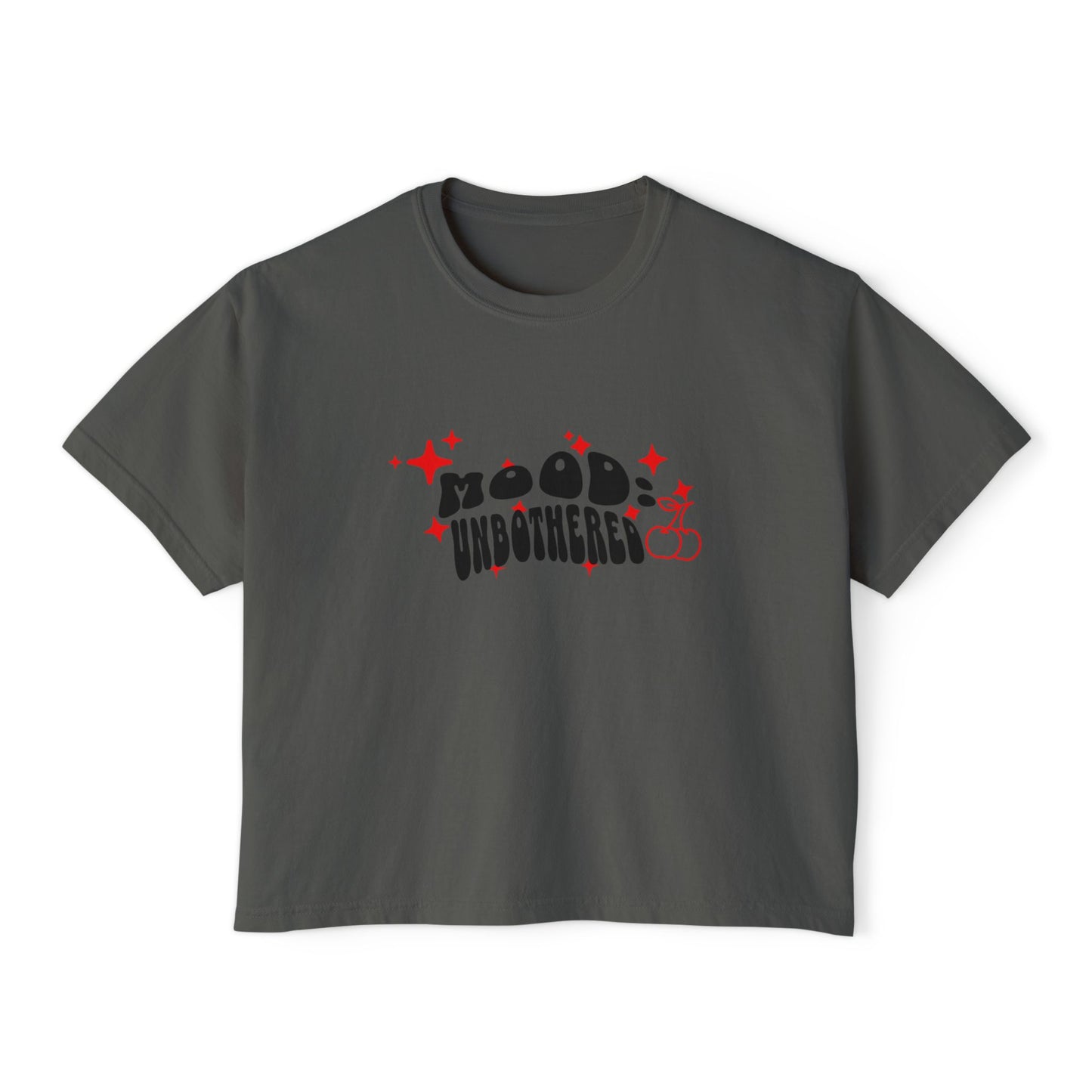 Mood Unbothered Boxy Tee — Cute Chill Vibe Women's Cropped T-Shirt