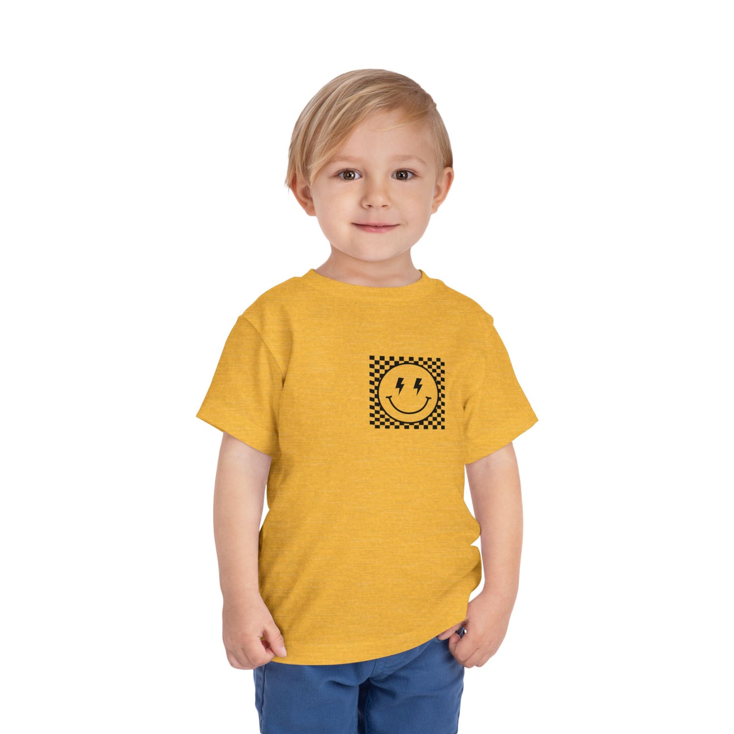 "Powered by Snacks & Monster Trucks" Checkerboard Smile Shirt
