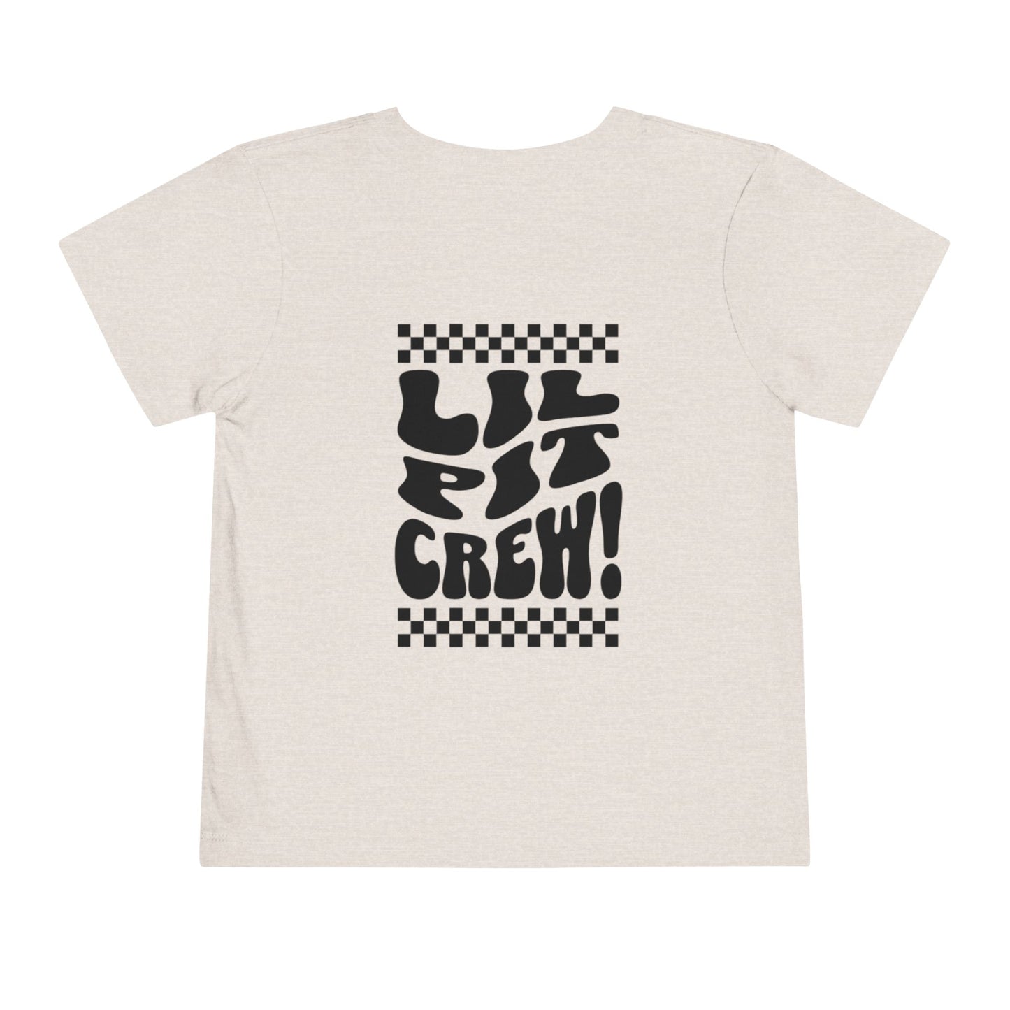 Toddler Tee — "Lil Pit Crew" Checkerboard Graphic