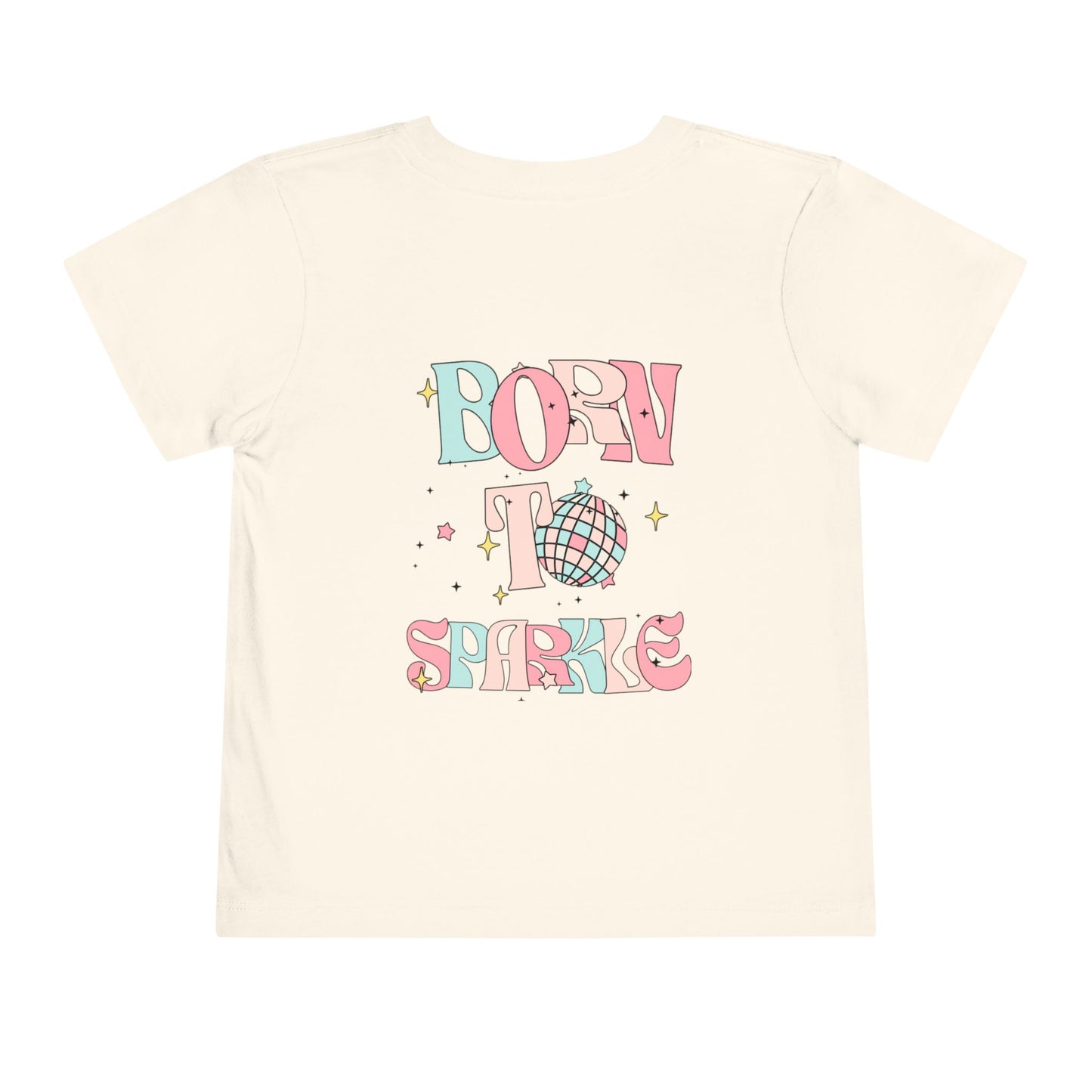 Toddler Tee — "Born to Sparkle" Retro Disco Smiley Graphic