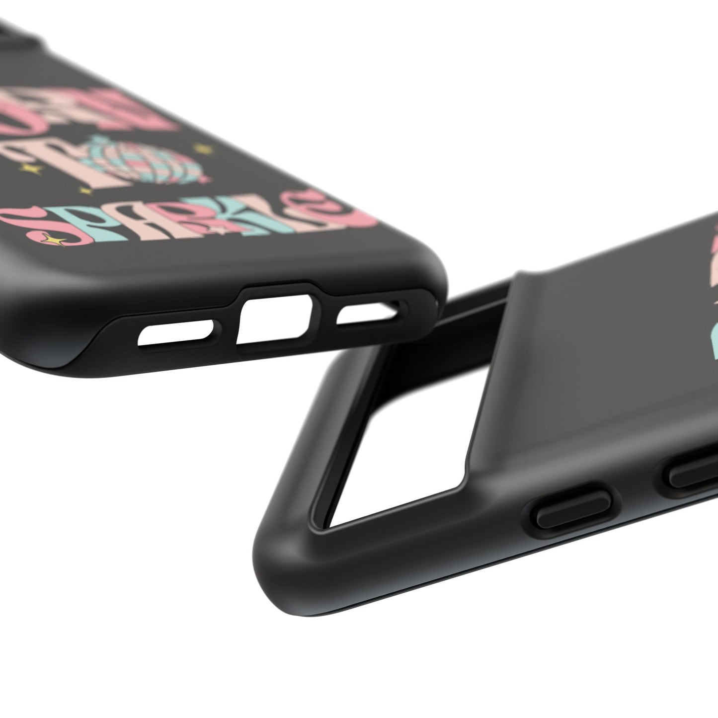 Born to Sparkle Phone Case — Retro Disco Glitter Typography with Disco Ball