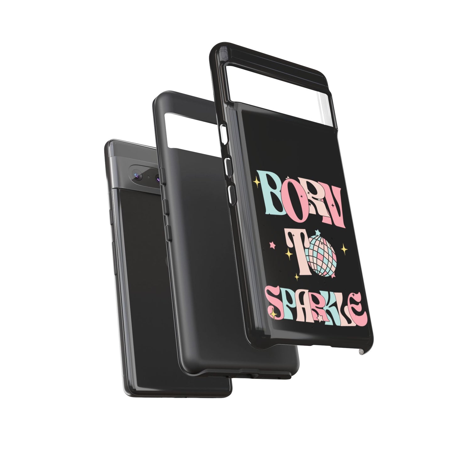 Born to Sparkle Phone Case — Retro Disco Glitter Typography with Disco Ball